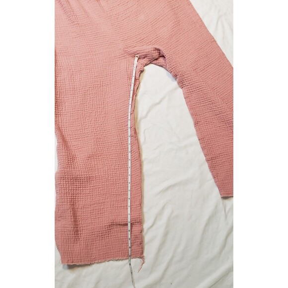 Zara Jumpsuit Womens Medium Pink Gauze Cotton Adjustable Strap Wide Leg Casual - Picture 10 of 11